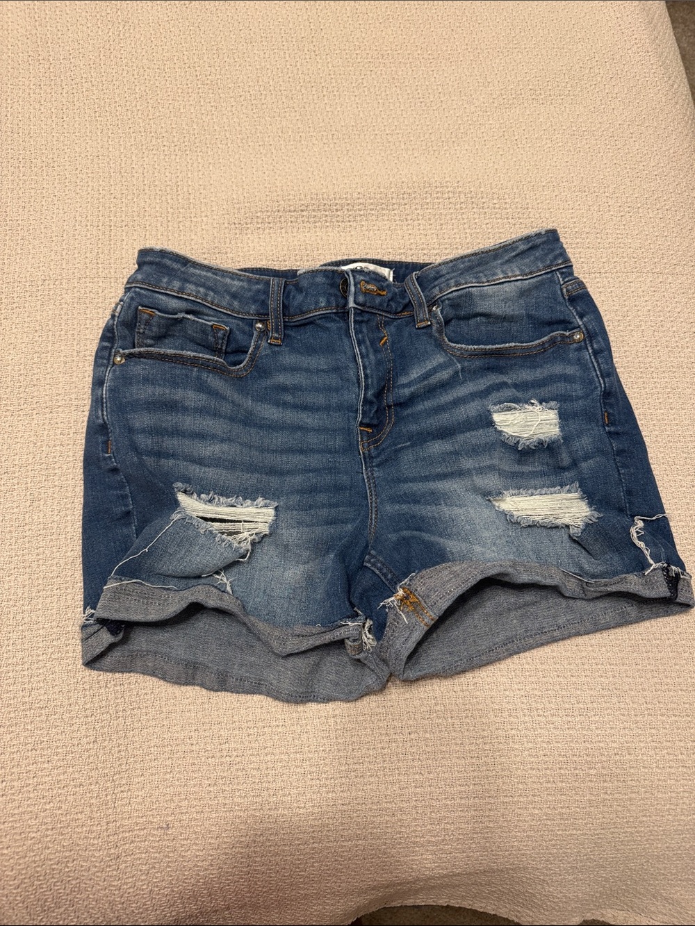 Vigoss Medium Blue Denim Shorts with Contrast Stitching